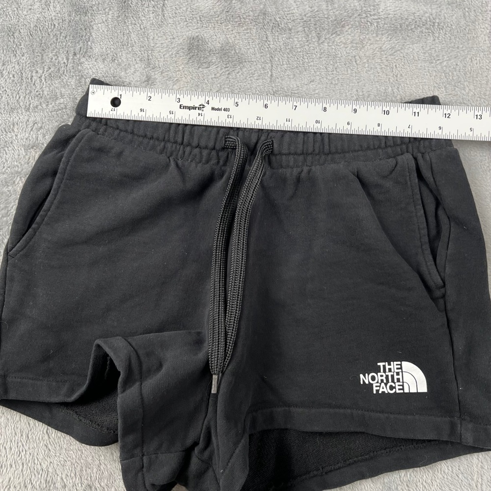 The North Face Womens Size S P Black Sweat Shorts Logo Drawstring Waist Lounge - Picture 10 of 12